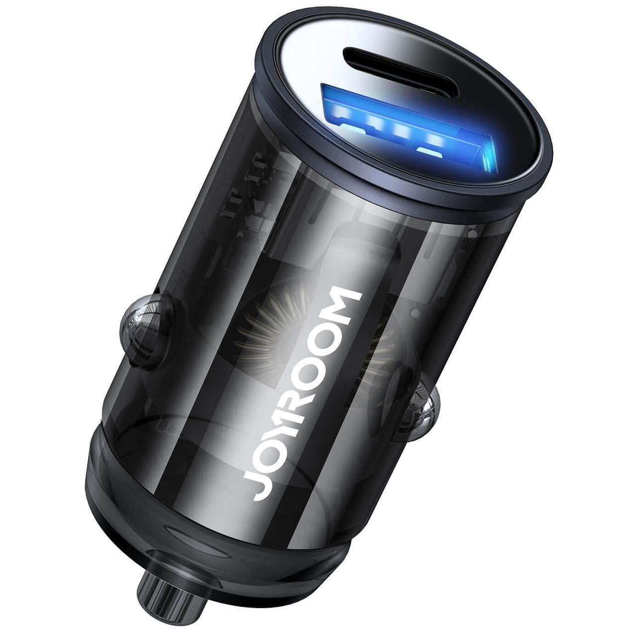 Адаптер автомобильный JOYROOM dual ports transparent car charger C-A43 |1USB/1Type-C, 20W/3A, PD/QC|