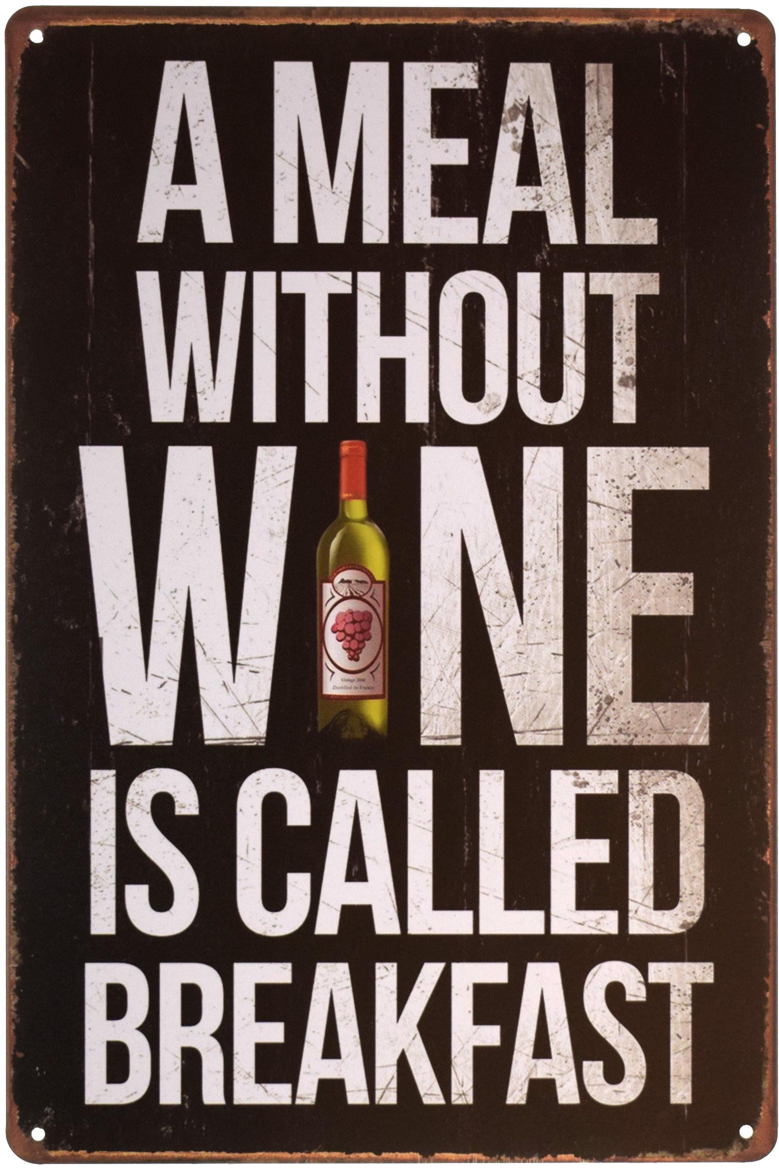 Табличка металлическая Еда Без Вина Называется Завтрак/"A Meal Without Wine Is Called Breakfast" 20x30 см
