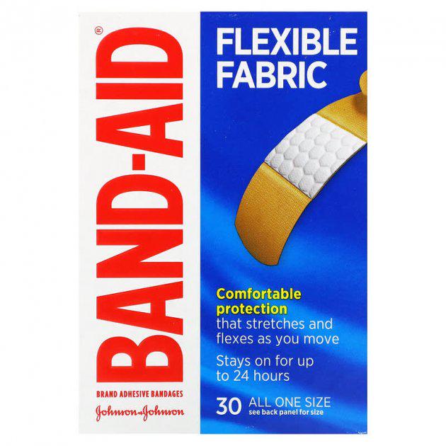 Лейкопластырь Band Aid гибкая ткань 30 бинтов (BDA-04431)