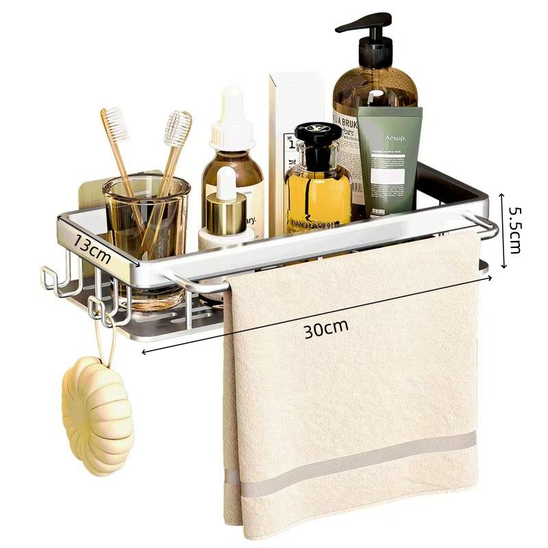 Полка с держателем и крючками Lighty для ванной комнаты 30 см (29505936) - фото 2