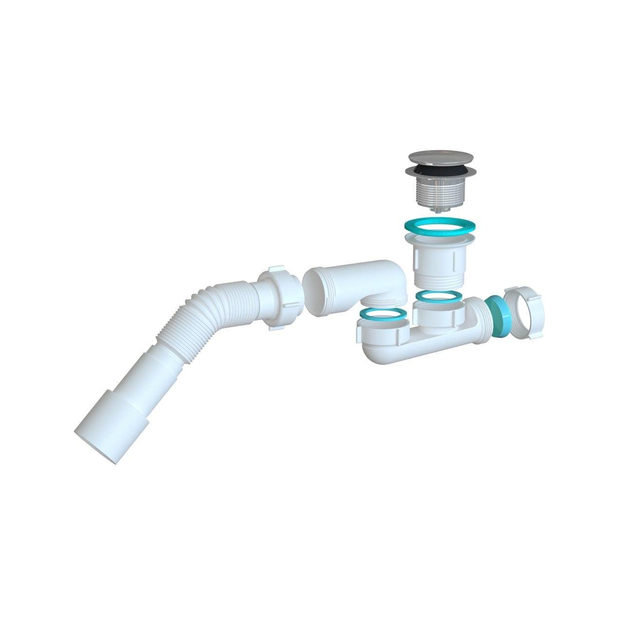 Сифон для душового піддона Soloplast Д01230 з гальванічним покриттям/системою Click-Clack/ревізією (2566015114)