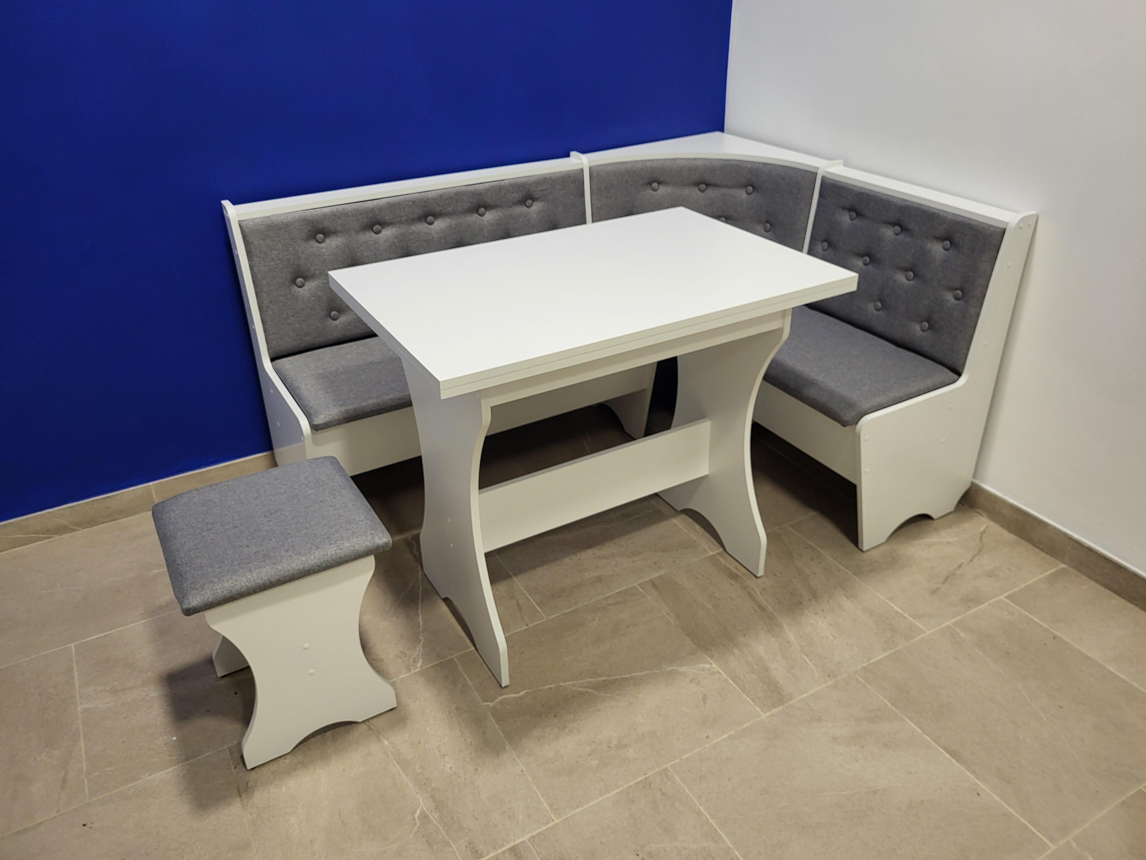 Кухонный уголок Семейный с раскладным столом и табуретом 113,5х153,5 см Белый/Сильвер (KST-B-S) Кухонный уголок Семейный с раскладным столом и табуретом 113,5х153,5 см Белый/Сильвер (KST-B-S)