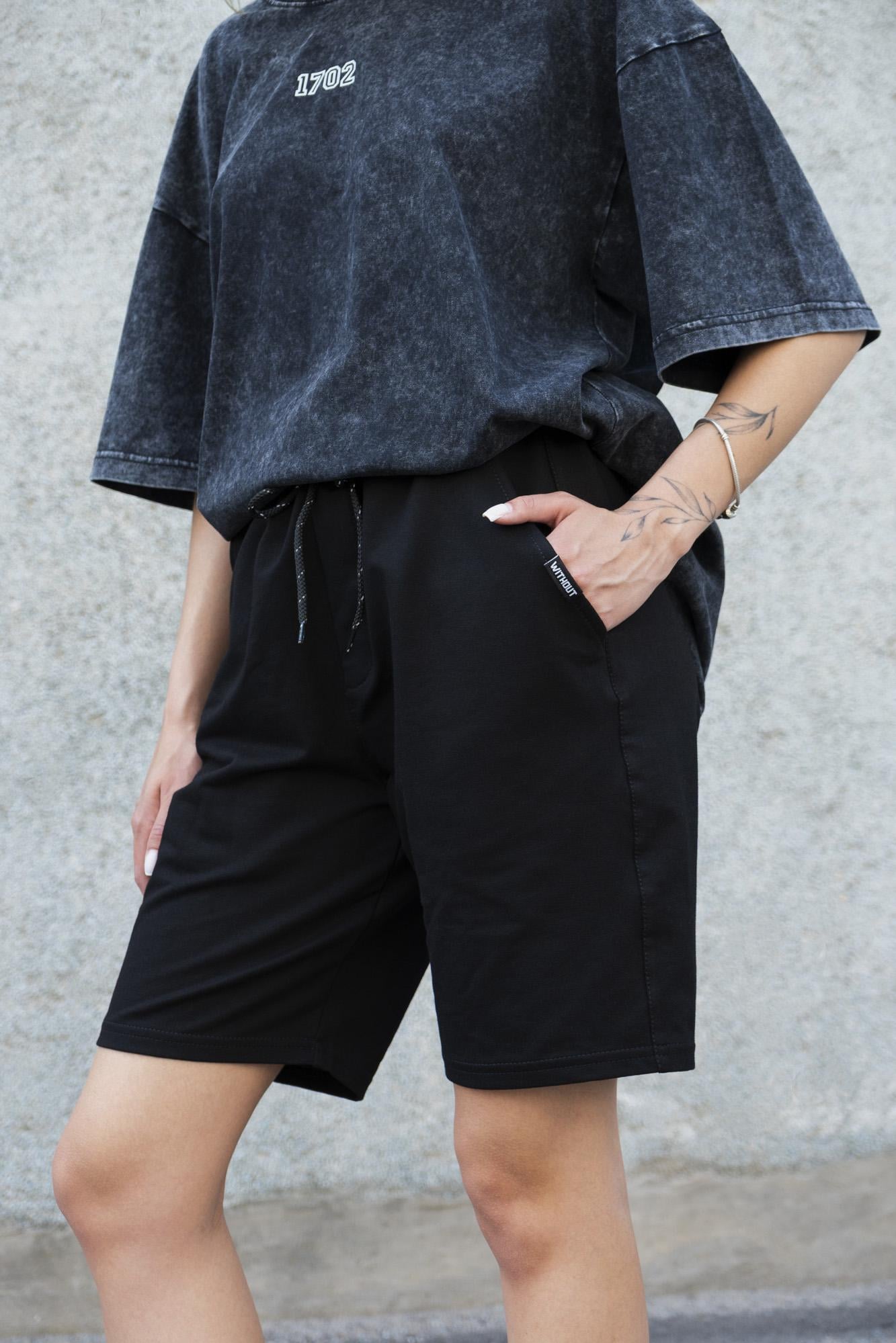 Шорты женские хлопковые Without Basic базовые трикотажные 3XL Black (3XL8049720)