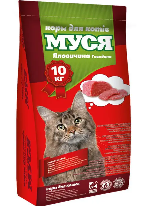 Корм для котів Муся зі смаком яловичини 10 кг