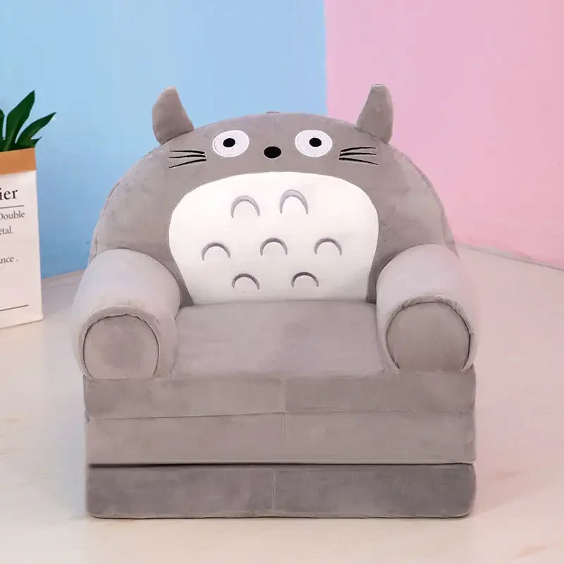 Детское кресло-кровать трансформер мягкое Кот 50 см Серый