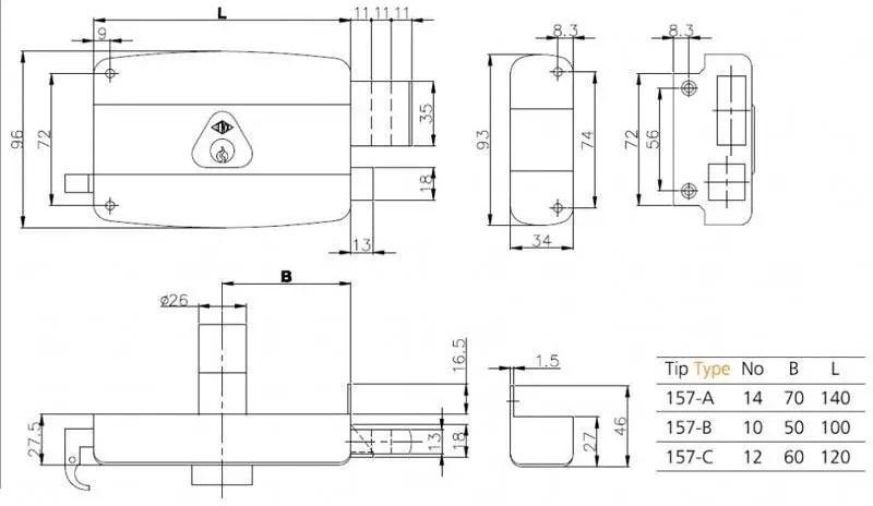 Замок 157 B накладной сталь окрашенная черной порошковой краской правосторонний 50 мм 5 ключей (1-30067) - фото 2 Замок 157 B накладной сталь окрашенная черной порошковой краской правосторонний 50 мм 5 ключей (1-30067) - фото 2