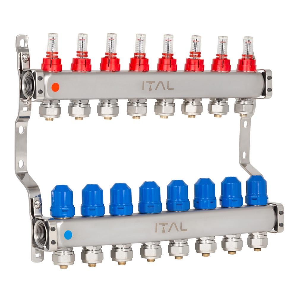 Колекторний блок із витратомірами Ital HC1-08 x 3/4"Ek нержавіюча сталь