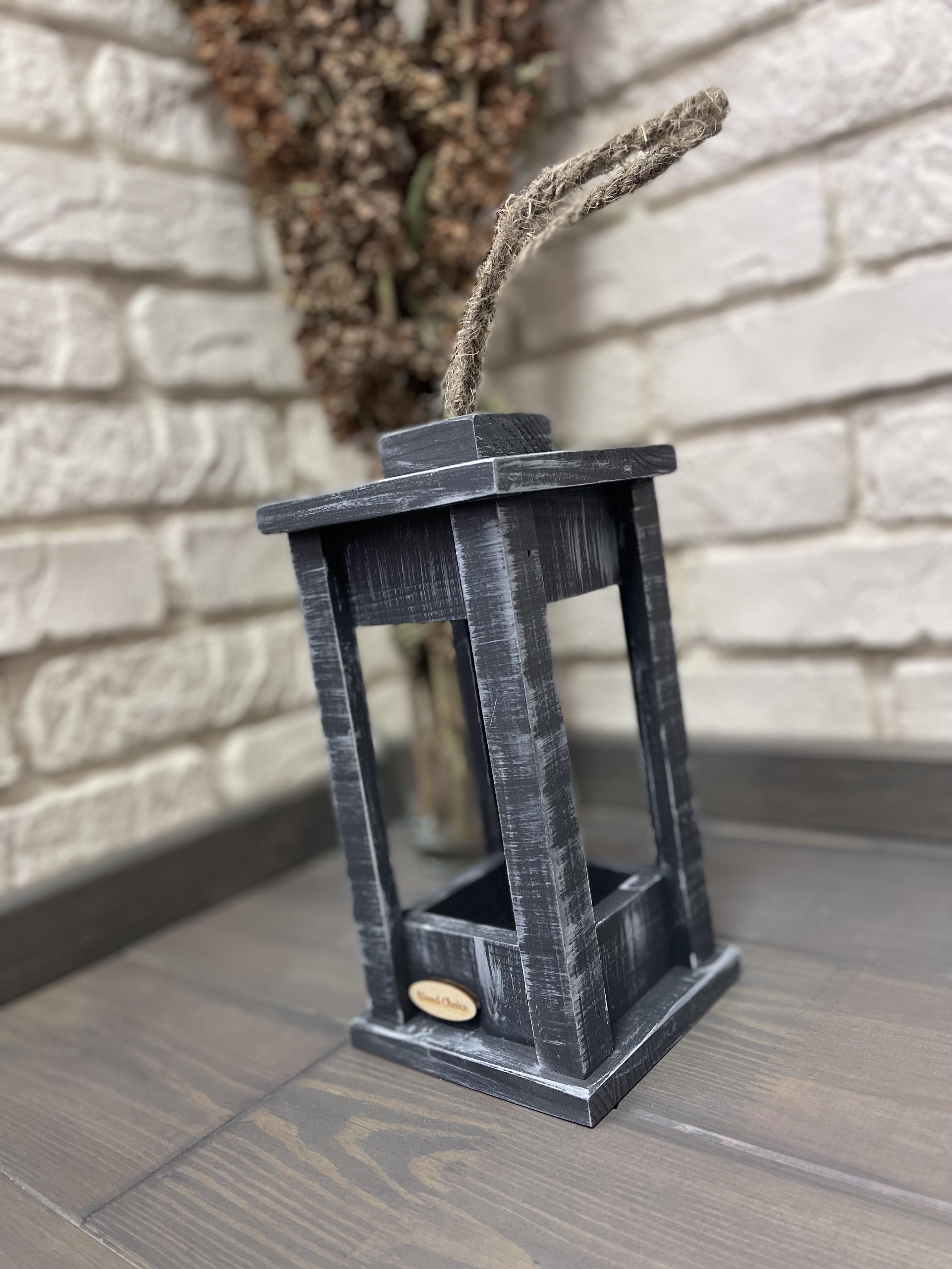 Подсвечник деревянный Wood Choice Фонарь 12х12х25 Cеро-белый - фото 2