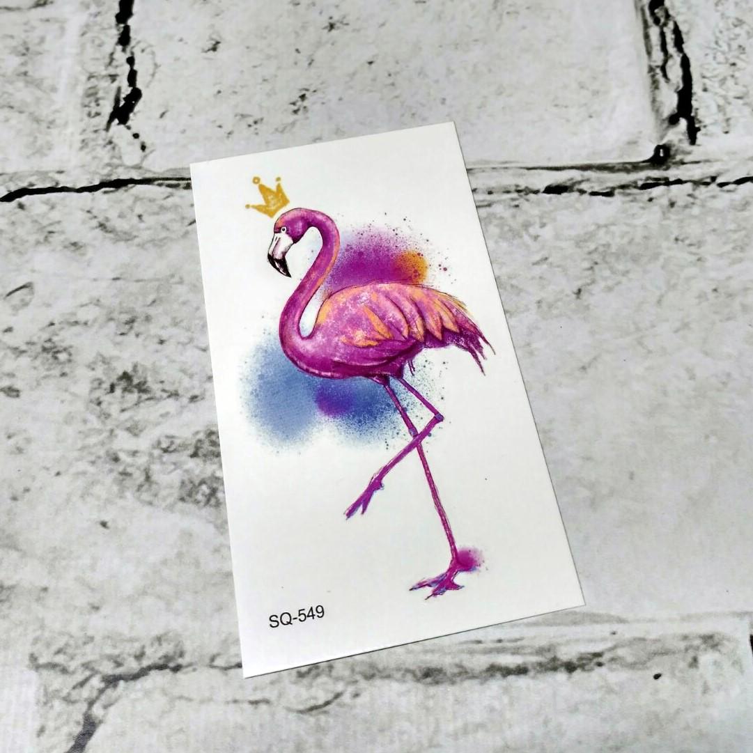 Тату временное Фламинго лист 6x10.5 см (SQ-549)