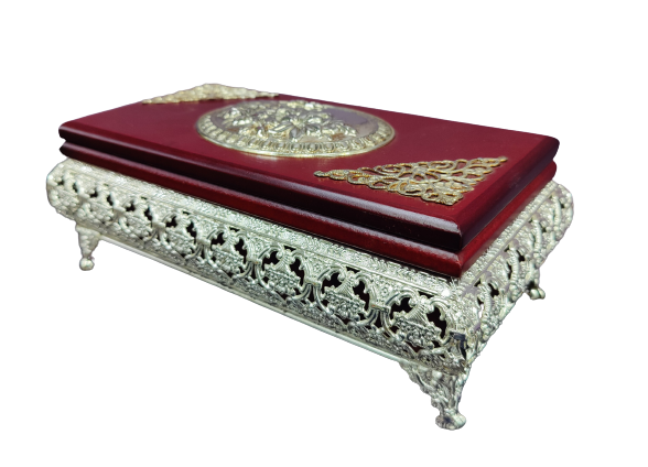 Копилка деревянная с мельхиором 9,5x24x13 см (1792925792)