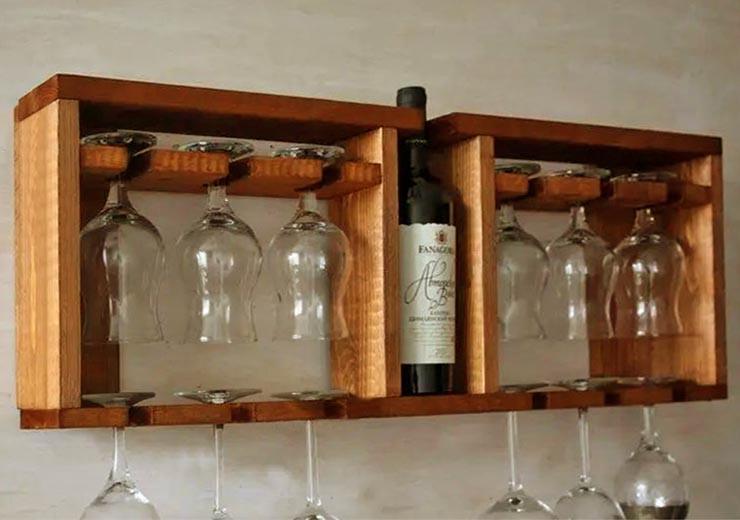 Полка для вина настенная из дерева Шимадо Терракот (ПНК-015732)