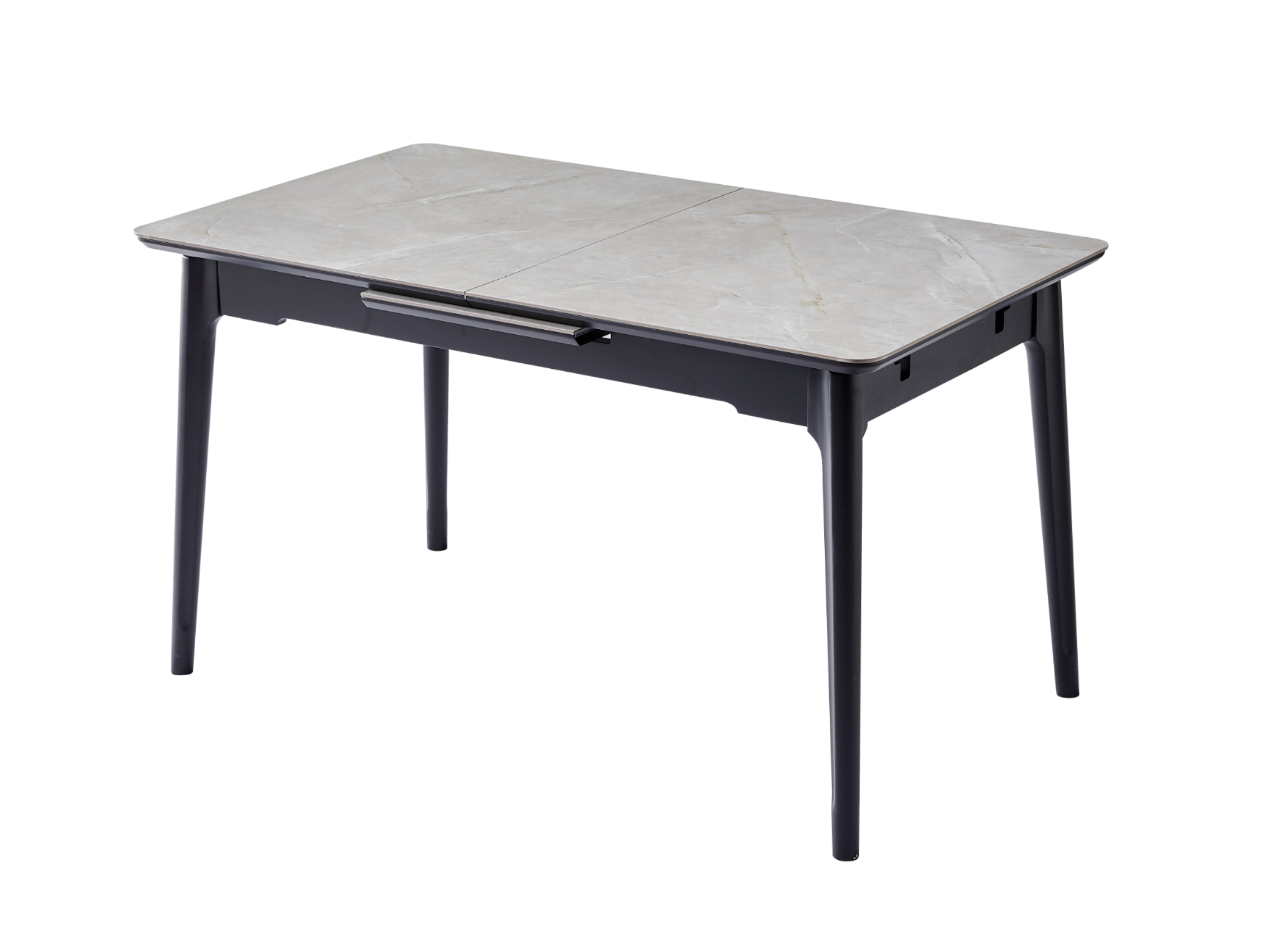 Стол обеденный раздвижной Vetro Mebel 1400- 1800x800x760 мм Калаката мрамор/Черный(TМ-89)