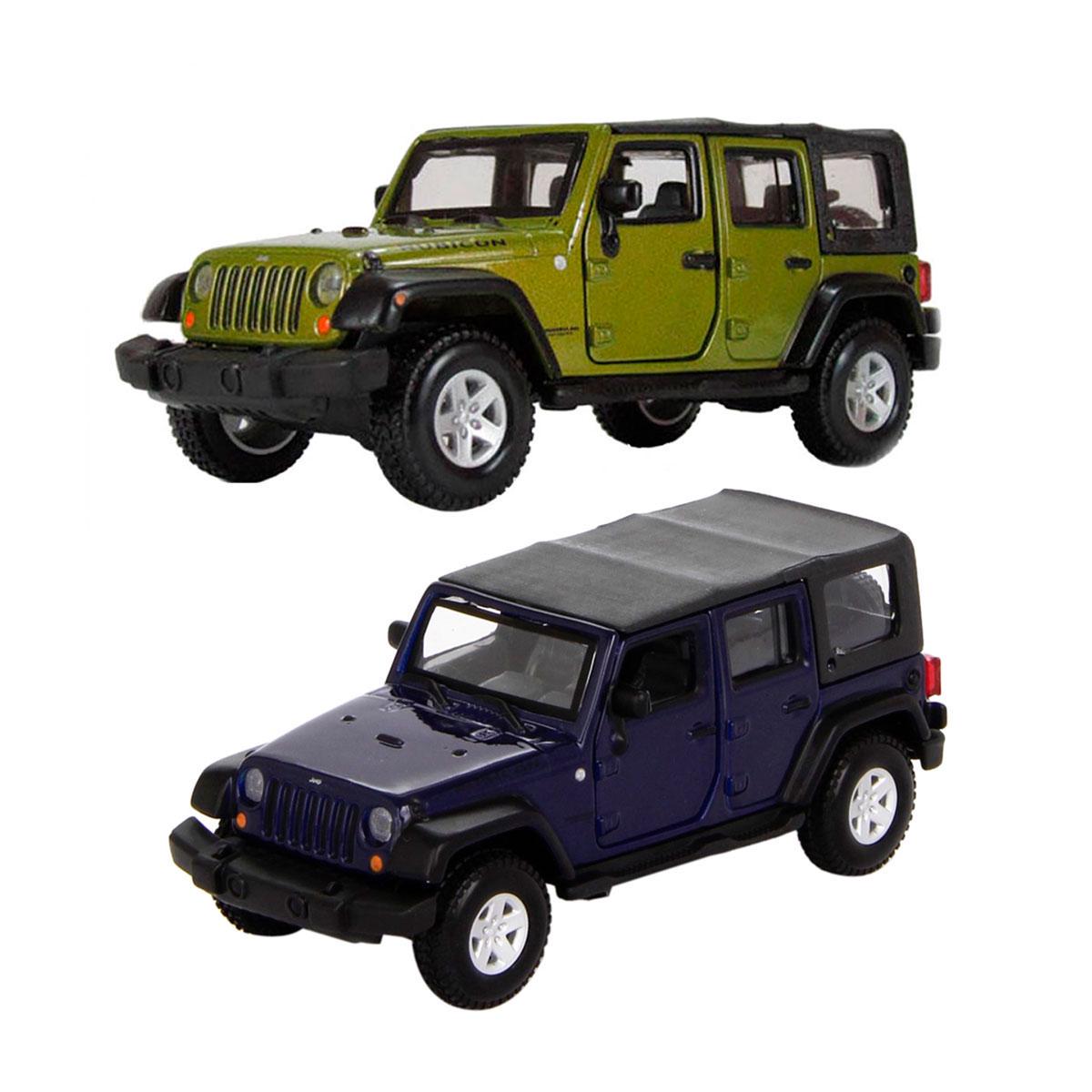 Автомодель игрушечная детская JEEP WRANGLER UNLIMITED RUBICON 1:32 Зеленый металлик/Темно-синий
