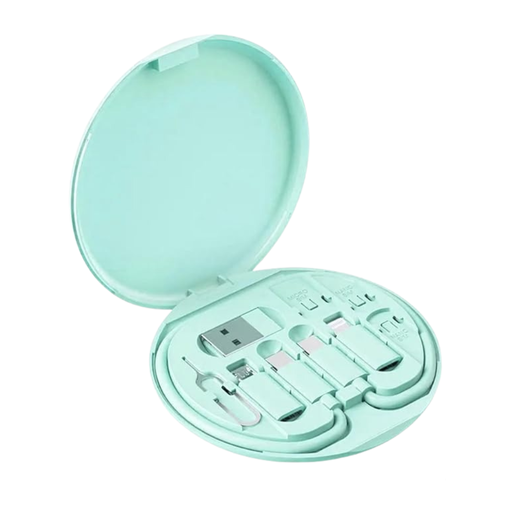 Набір адаптерів з кабелем Type-C 6в1 для швидкої зарядки і передачі даних 60W у футлярі Зелений (adapter_6v1-green)