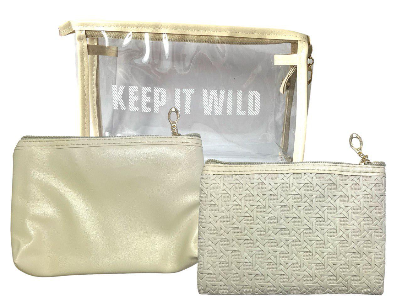 Набор женских косметичек KEEP IT WILD АРТ 107-3 23х15/18х12,5/15,5x11,5 см 3 шт. Бежевый (24423124)