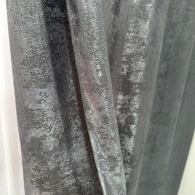 Шторы жаккардовые с мраморным узором среднее затемнение 1,5x2,7 м 2 шт. Графитовый (К1039-33) - фото 3