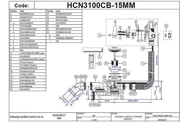 Сифон для ванни Mcalpine 40/50 + механізм подачі води (HCN3100CB-15) - фото 2 Сифон для ванни Mcalpine 40/50 + механізм подачі води (HCN3100CB-15) - фото 2