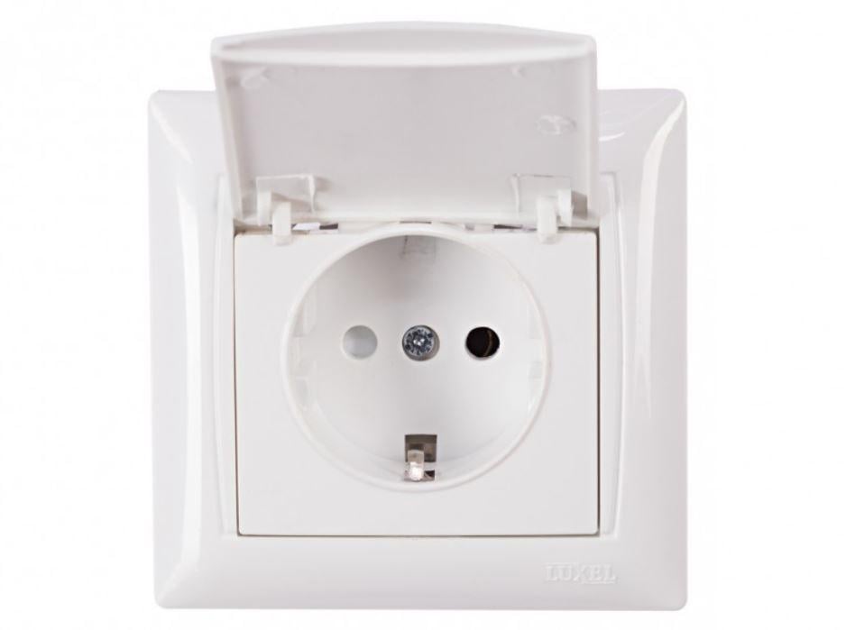 Розетка Luxel Primera с заземлением и крышкой Белый (3011)