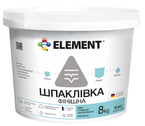 Шпаклевка финишная для внутренних работ Element 8 кг (2088751887)