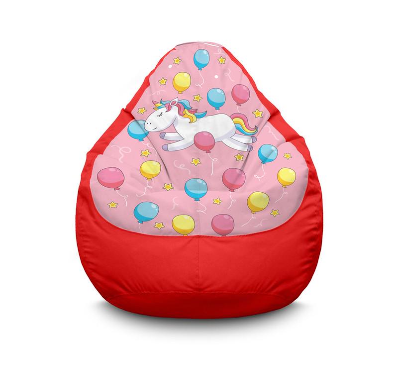 Крісло мішок Unicorn and balloon Оксфорд XXXL 100х135 см Червоний