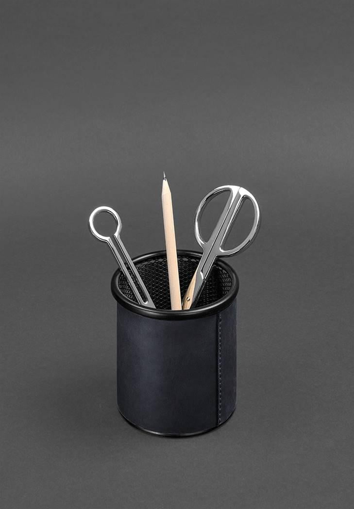 Стакан для ручек в кожаном чехле Crazy Horse Синий (A-027808) - фото 3 Стакан для ручек в кожаном чехле Crazy Horse Синий (A-027808) - фото 3