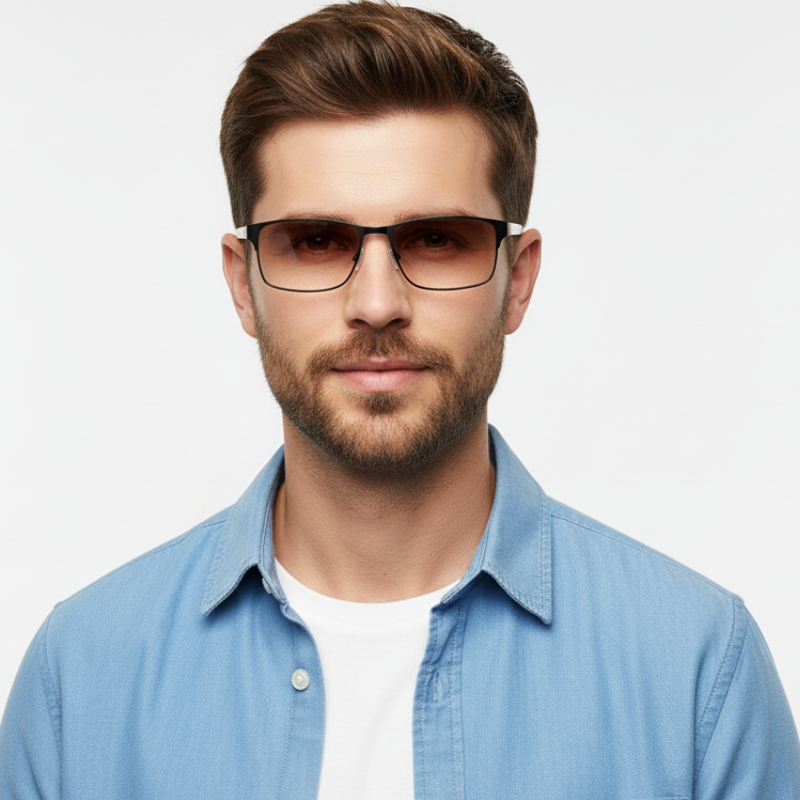 Окуляри чоловічі для зору/тоновані в пластиковій оправі плюс +1.25 (402)