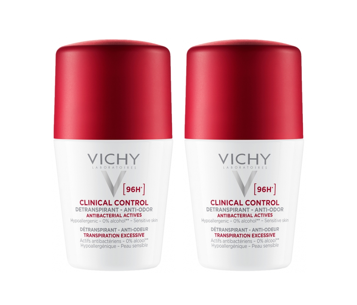 Набор дезодорантов-антиперспирантов Vichy Clinical Control 96H против неприятного запаха 2 шт./50 мл (35045620)