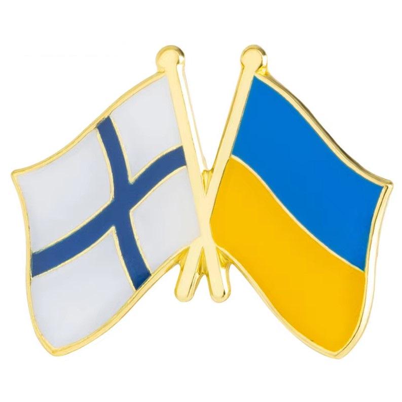Значок-пін подвійний friendship flag Україна-Фінляндія