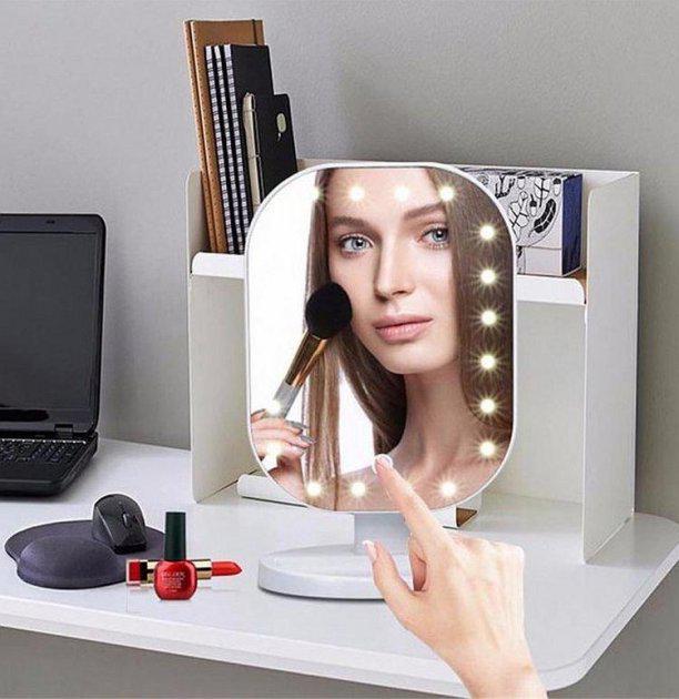 Зеркало для макияжа Cosmetie Mirror HHO71 MA-16 с LED подсветкой регулируемое на подставке Белый - фото 2