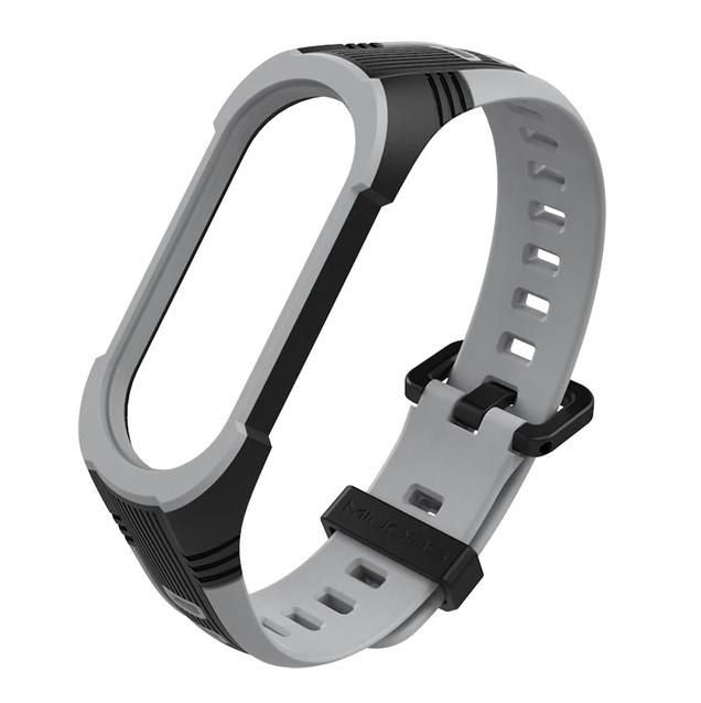 Силиконовый ремешок Primo Mijobs Perfor Classic для фитнес браслета Xiaomi Mi Smart Band 5 Black/Grey (1229900637)