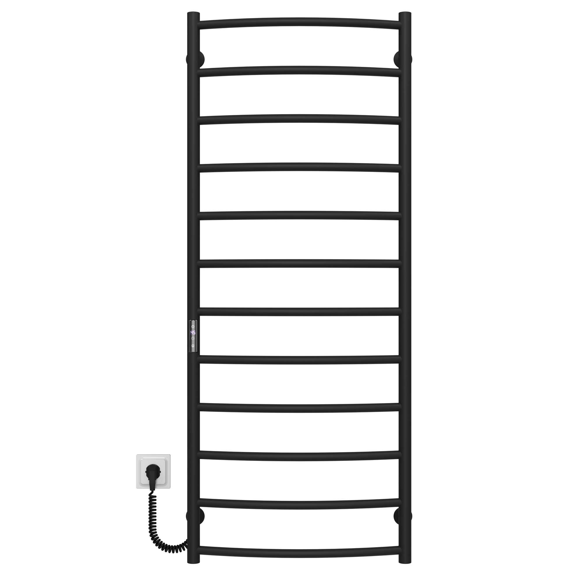 Полотенцесушитель электрический Deffi Классик П12 JD03 левое подключение нержавеющая сталь 500х1300 мм Черный (C.DK.130.50.12.EBL1)