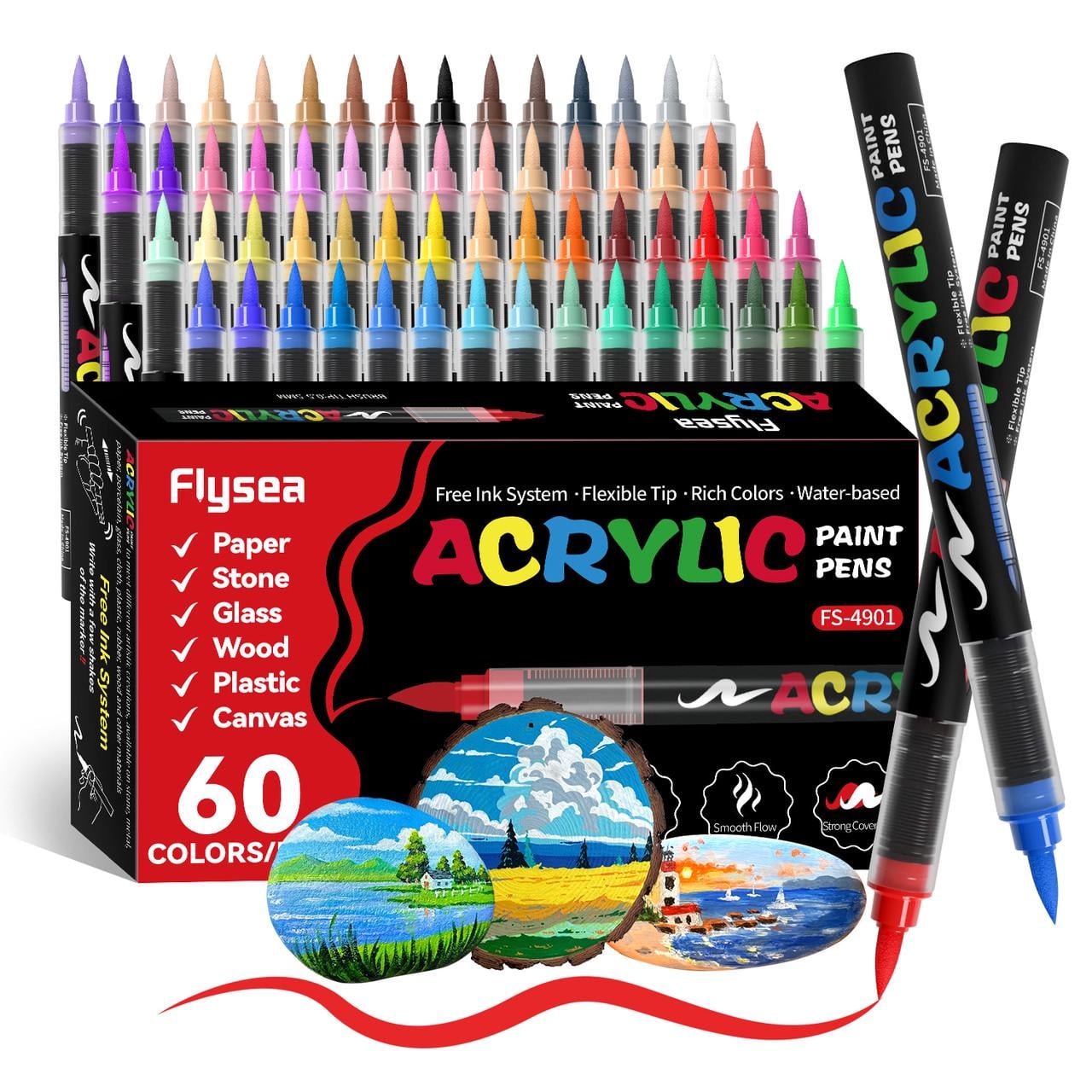 Маркеры кистевые акриловые Flysea Soft Brush 60 цветов (2986754285)