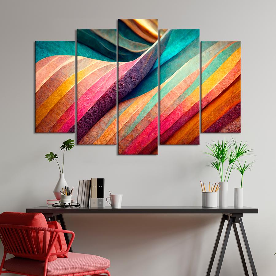 Картина на полотні Різнобарвна райдужна абстракція 137x85 см (V160-5_L)