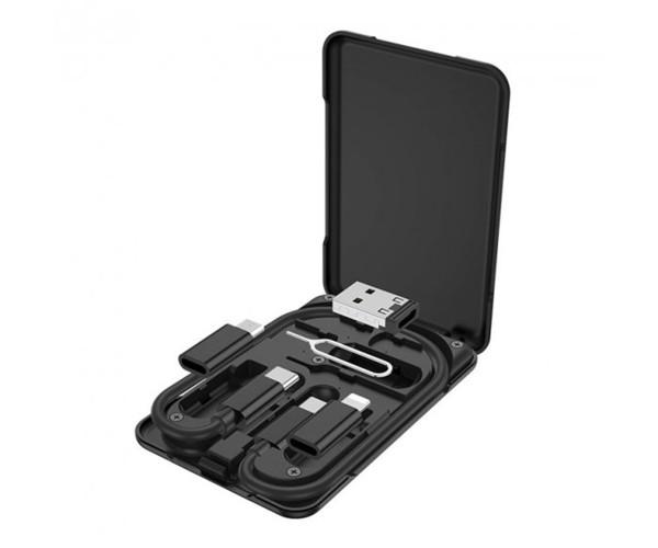 Кабель data Hoco U86 Treasure 6в1 2 Type-C USB/Micro-USB/Lightning 3A 0,28 м Black