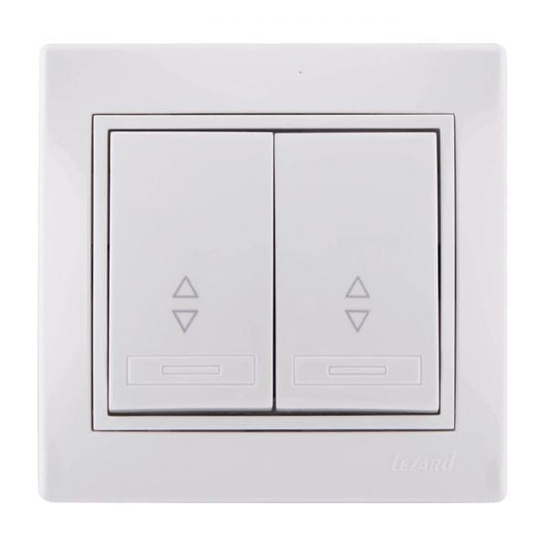 Выключатель проходной двухклавишный с белой вставкой Lezard Mira Белый (00000003326)