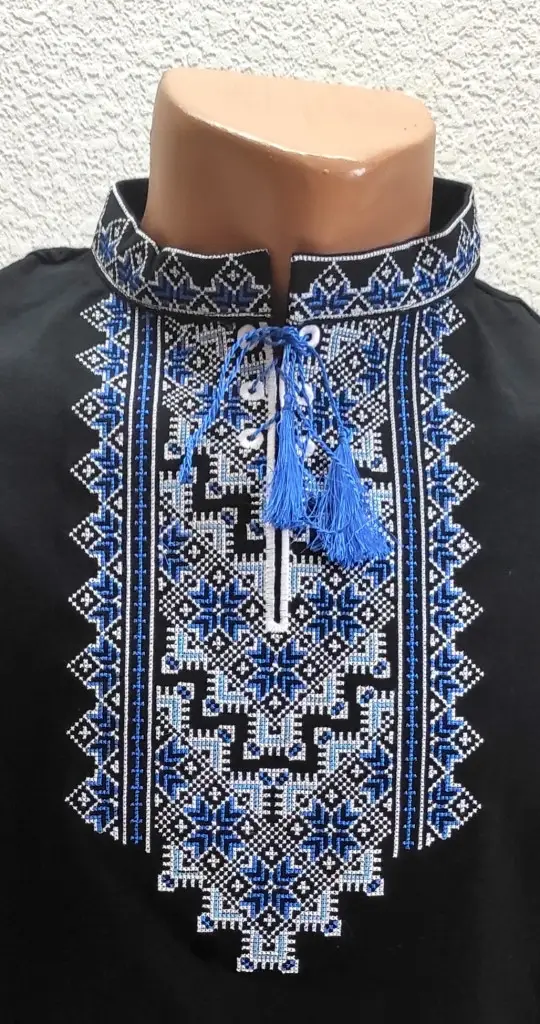 Футболка-вышиванка мужская XRMASTER Орнамент S Черный/Голубой (ФЧ-03) - фото 4