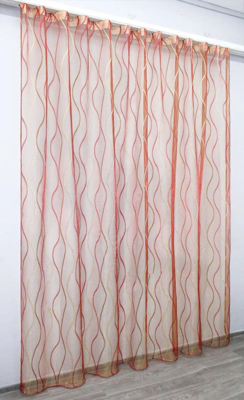 Гардина-тюль Органза на тесьме 2 шт. 300x270 см Красный (tul-1280т-5)