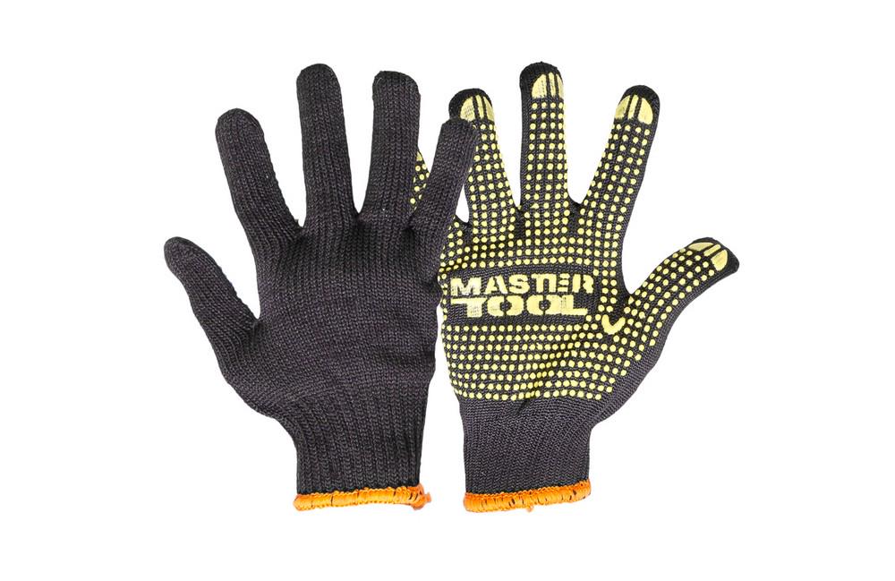 Рукавички MasterTool GM із ПВХ-точками 10 клас 3 нитки Чорний (83-0304)