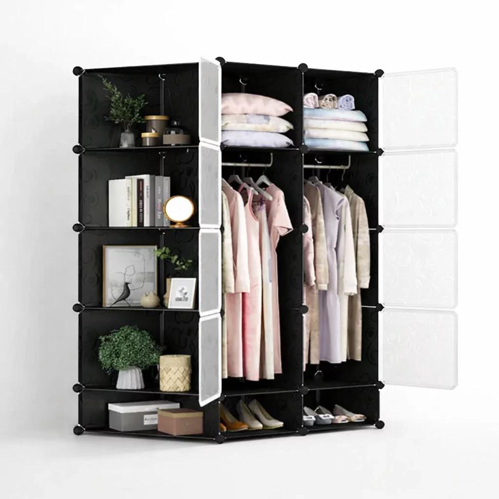 Шкаф для одежды 165х110х37 см с боковыми полками