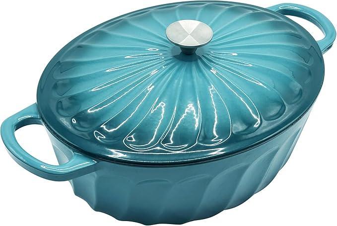 Кастрюля эмалированная овальная NSIRONS для духовки с крышкой 6,6л