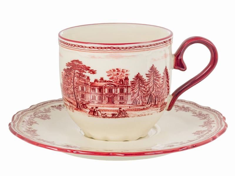 Чашка чайна Lefard Red Castle порцелянова з блюдцем 210 мл Червоний (359-495)