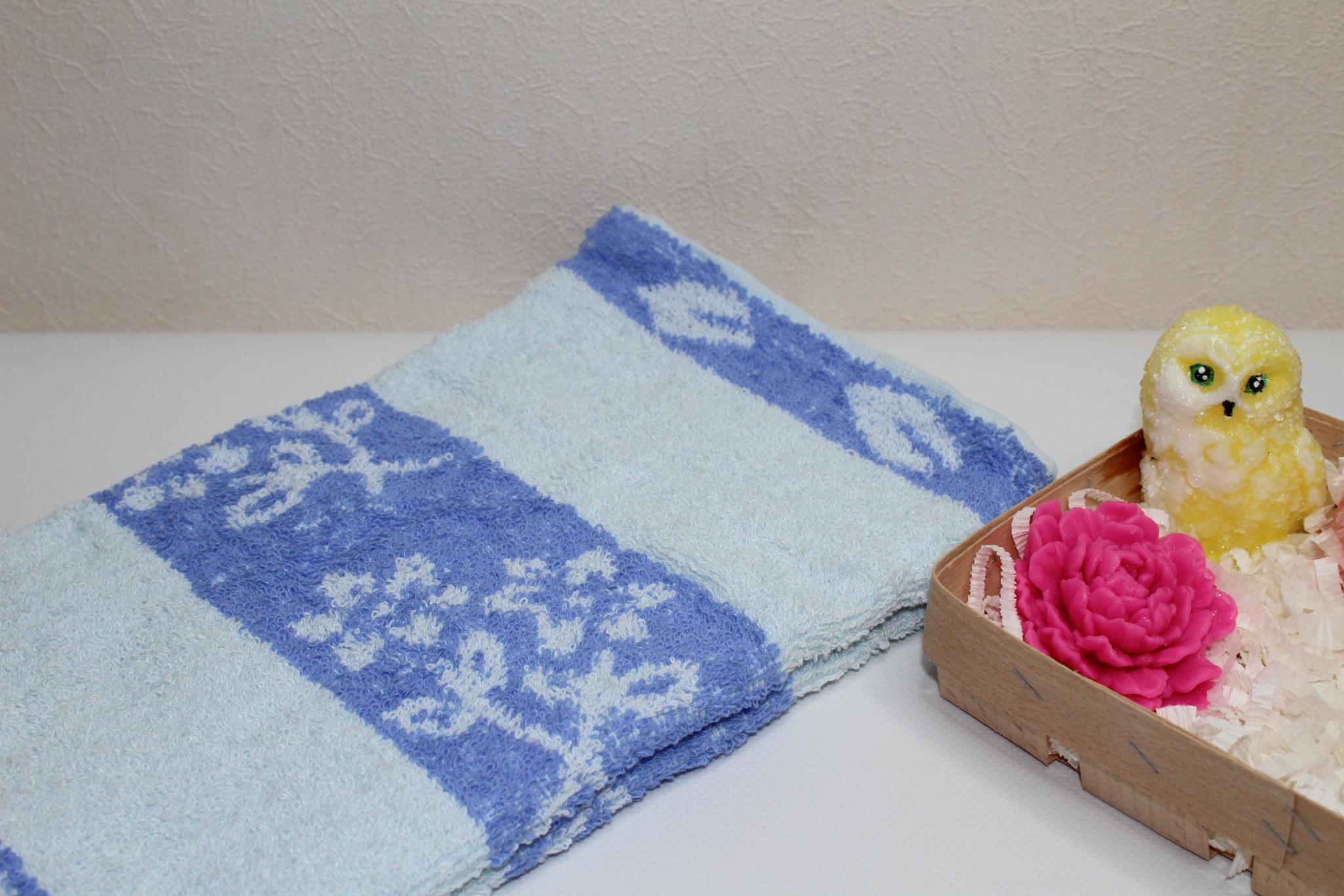 Набір кухонних рушників Квіти та смужка 35х70 см махра 2 шт. Синій (00713/blue) - фото 2