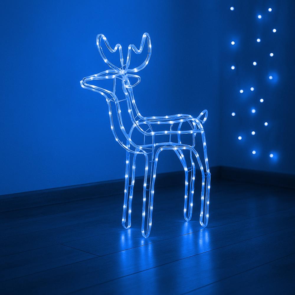 Декоративна світлодіодна фігура "Новорічний олень" висота 120 см 220 В з поворотом голови Синій - фото 5