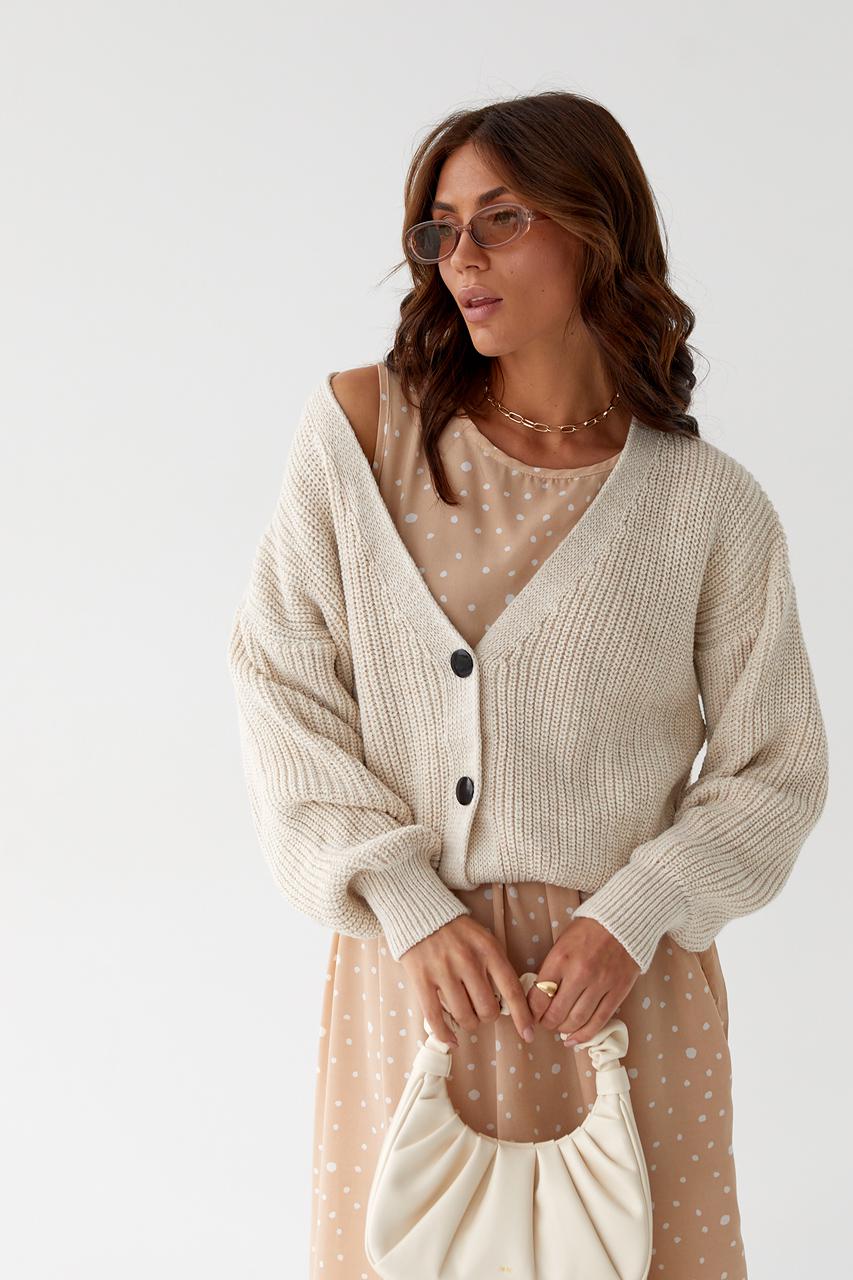 Кардиган укороченный L Бежевый (9528159) - фото 5 Кардиган укороченный L Бежевый (9528159) - фото 5