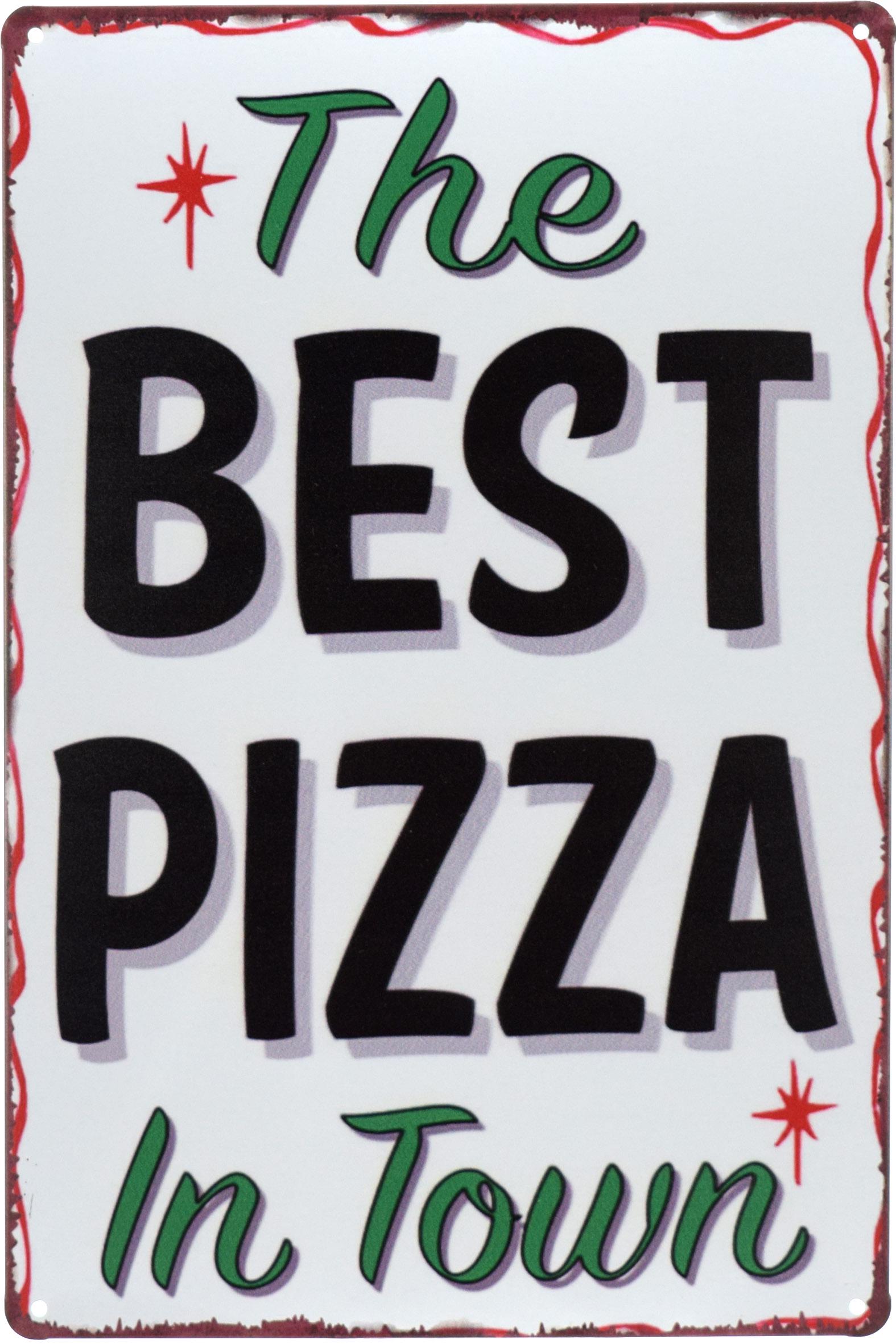 Табличка металева Краща Піца В Місті Білий Фон/The Best Pizza In Town 20x30 см