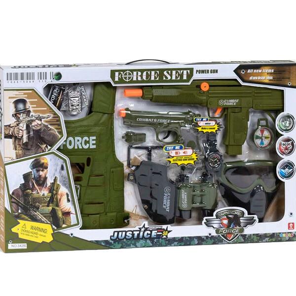 Детский военный набор Yue Qianc с жилетом автоматом и маской (035078)