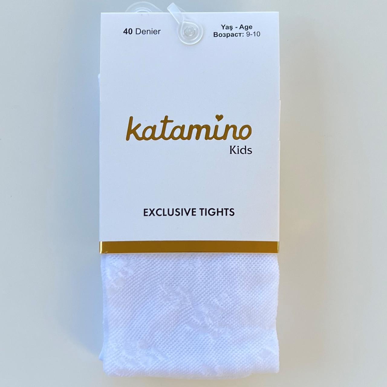 Колготки дитячі капронові Katamino ажурні у квітки 134-140 см Білий (32408166)