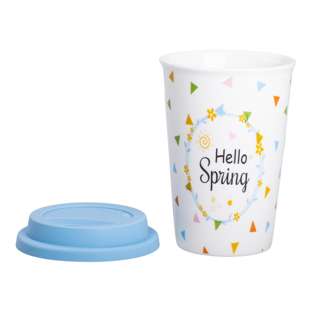 Стакан керамический с силиконовой крышкой 420 мл Белый с зеленым (RX-N240546HS) - фото 3 Стакан керамический с силиконовой крышкой 420 мл Белый с зеленым (RX-N240546HS) - фото 3