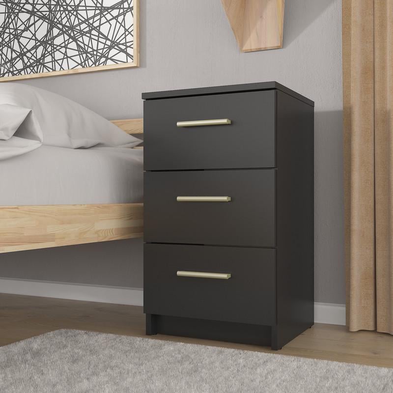 Тумба универсальная прикроватная на 3 выдвижных ящика 376x659x350 мм Черный (A-24)