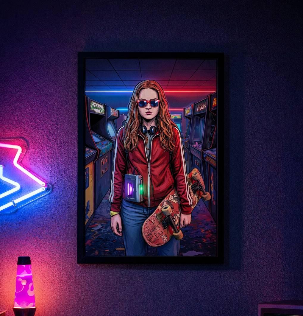 Постер в рамці під склом Stranger Things Макс у ретро-аркадному стилі А4